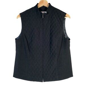 JM Collection Black Quilted Vest Womens 6 Full Zip Up Equestrian Country Classic